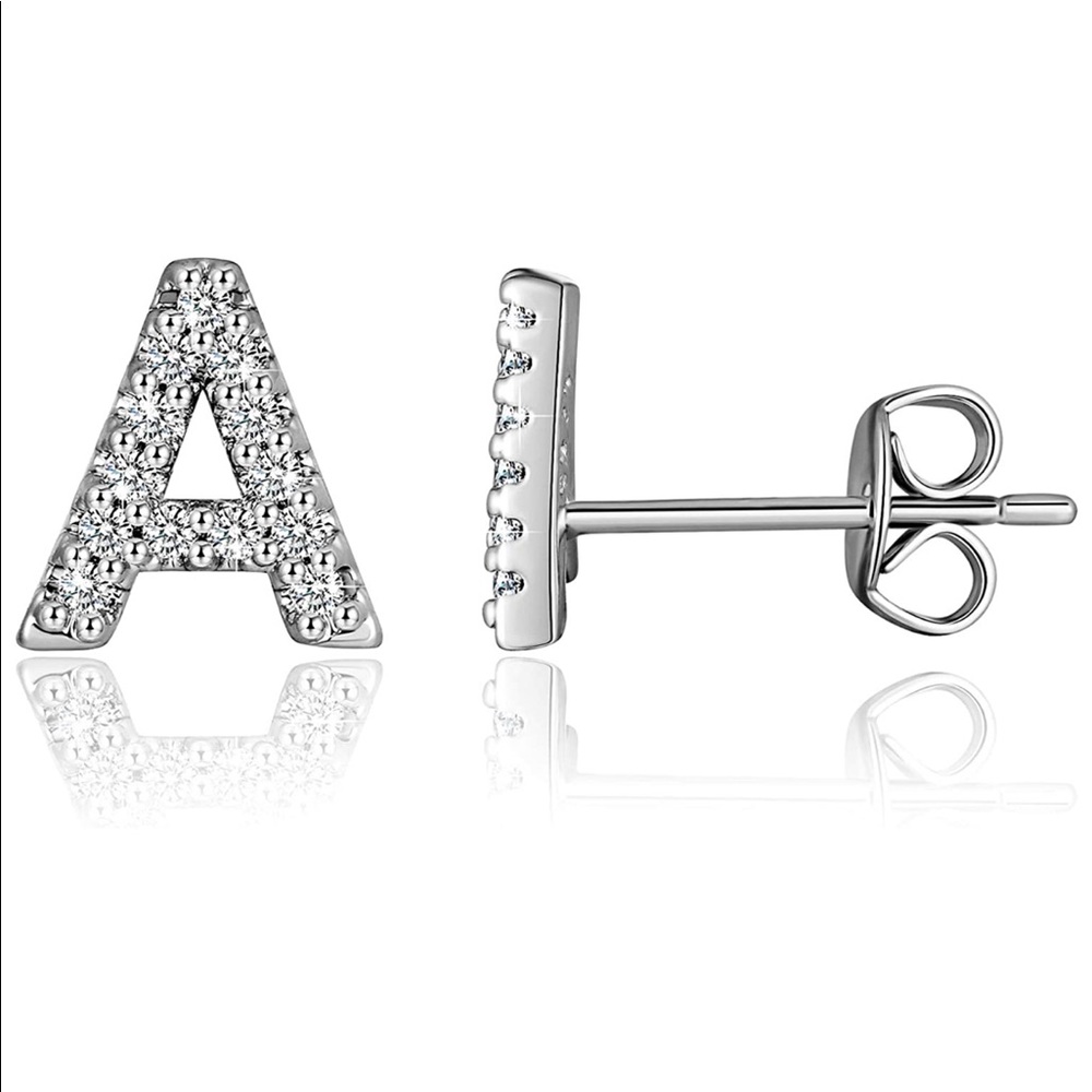 Sterling Silver Hypoallergenic Letter A Earrings